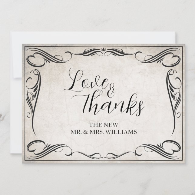 Agradecimento de Casamento Vintage Black Art Déco (Frente)