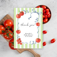 Agradecimento de chá de bebê de tomate em aquarela