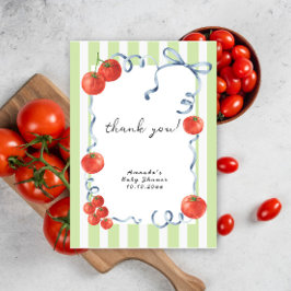 Agradecimento de chá de bebê de tomate em aquarela