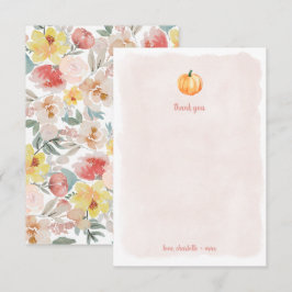 Agradecimento de chá de bebê em aquarela com abóbo