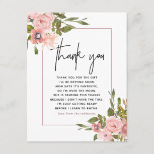 Agradecimento de Chá de Bebê Floral Blush e Rose G
