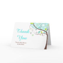 Agradecimento de Chá de Bebê Floral Verde e Azul