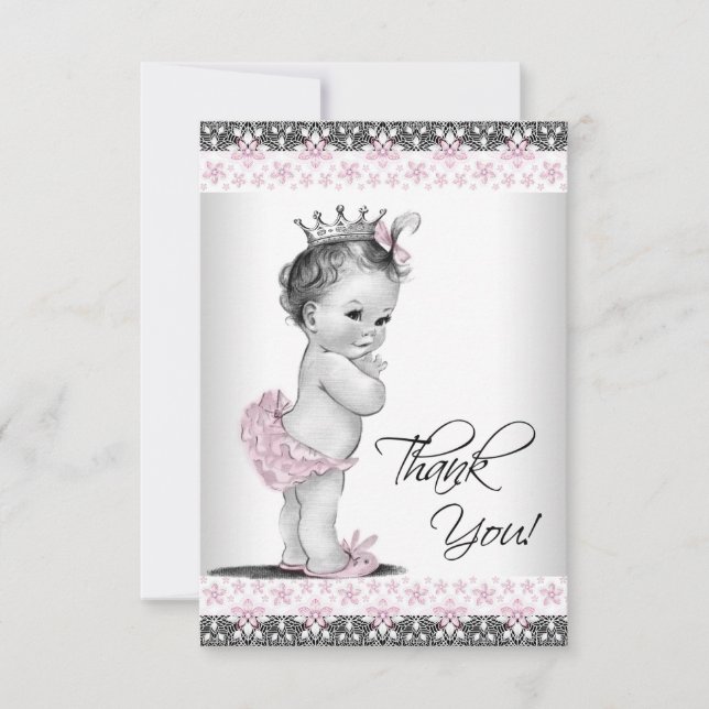 Agradecimento de Chá de Bebê Princesa Vintage (Frente)