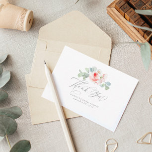 Agradecimento de Chá de Noiva Elegante com Flores 