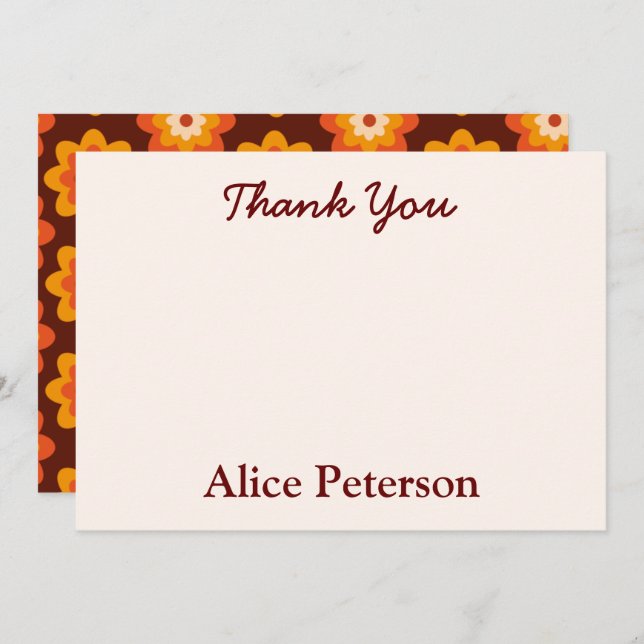 Agradecimento de Chá de Noiva Flor de Hippie Retro (Frente/Verso)