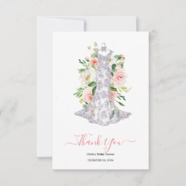 Agradecimento de Chá de Noiva Floral Rosa