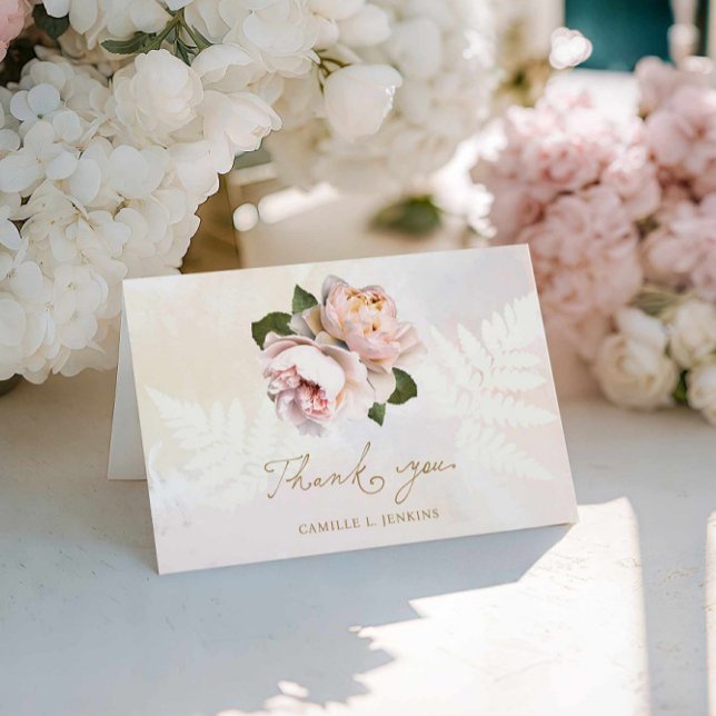 Agradecimento de Chá de Noiva Floral Rosa (Elegant Pink Garden Bridal Shower Thank you Card)