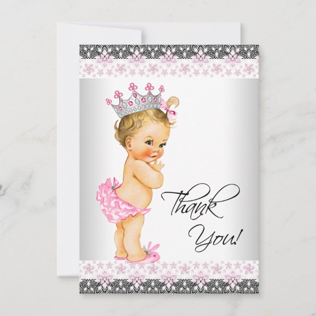 Agradecimento de Chás de Bebê Princesa Vintage (Frente)