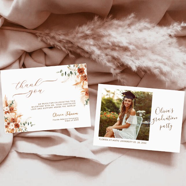 Agradecimento de Formatura Floral Terracota Boho M (Criador carregado)