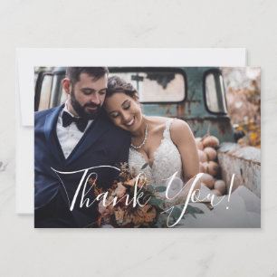 Agradecimento de Foto de Casamento em Azul Floral 