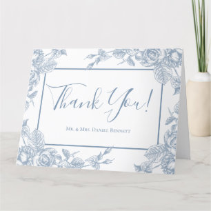 Agradecimento de Foto de Casamento em Azul Floral
