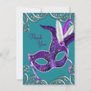 Agradecimento de Mascarada Azul Turquesa e Roxo