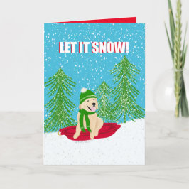 Agradecimento Deixe-o Ouro nevar no cartão de Natal