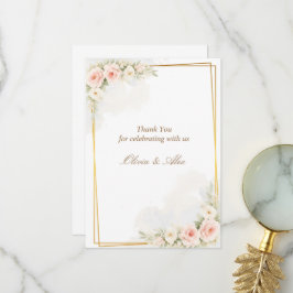 Agradecimento Detalhes do Cartão de Casamento Floral Romântico R