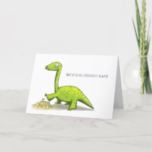 Agradecimento Dinossauro no Cartão de Aniversário da Praia