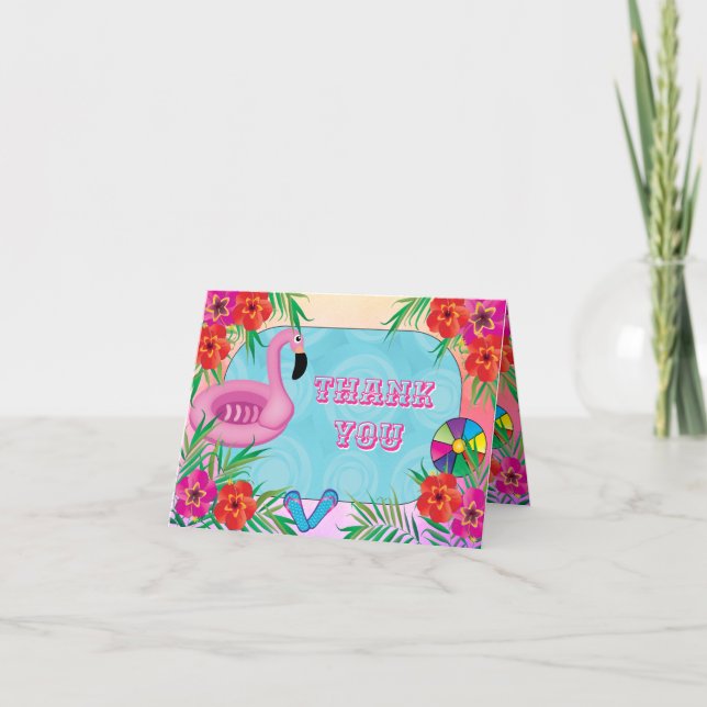 Agradecimento do Aniversário com Floral Rosa Flami (Frente)