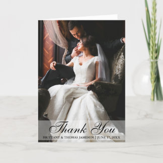 Agradecimento Elegante Casamento Obrigado Cartão de Foto dobráve
