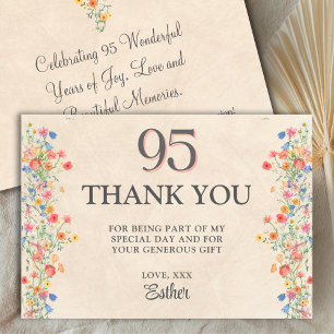 Agradecimento Elegante de 95º Aniversário - Flor S