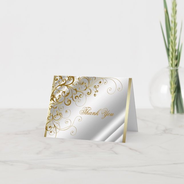 Agradecimento Elegante Marfim e Dourado (Frente)