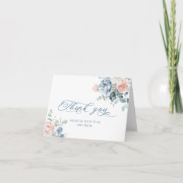 Agradecimento elegante para chá de noiva floral az