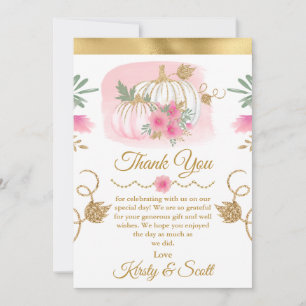 Agradecimento em Glitter Dourado Abóbora Rosa Aqua