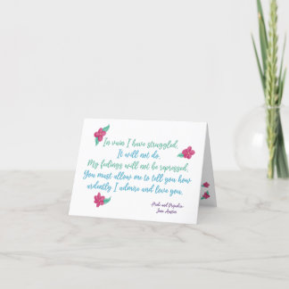 Agradecimento Em vão, Eu Lutei - Cartão De Amor De Jane Austen