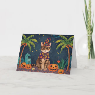Agradecimento Empurrando Puramente o Cartão de Gato Tropical de