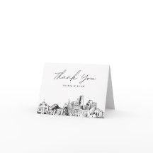 Esboço da Silhueta de Denver em Cartão de Agradeci