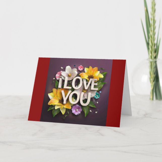 Agradecimento Eu te amo, as flores de cartão amam o Dia de os na (Frente)