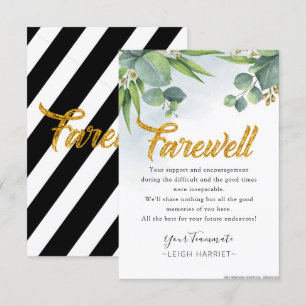 Agradecimento Eucalyptus deixando o cartão de despedida do coleg