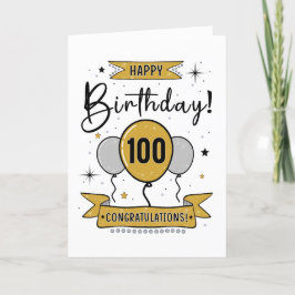 Agradecimento Feliz 100º Cartão de Aniversário em ouro