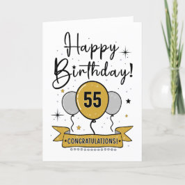 Agradecimento Feliz 55º Cartão de Aniversário em ouro