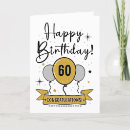 Agradecimento Feliz 60º Cartão de Aniversário em ouro