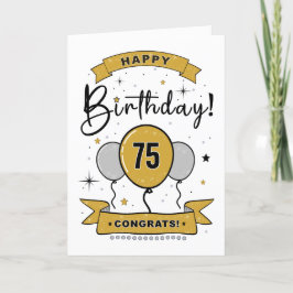 Agradecimento Feliz 75º Cartão de Aniversário em ouro