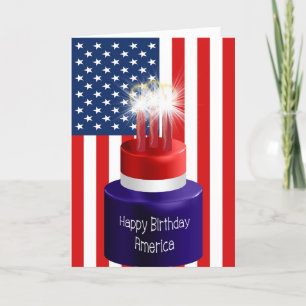 Agradecimento Feliz aniversário - Bolo e Velas de Cartão América