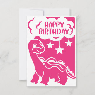 Agradecimento Feliz Aniversário rosa Cartão de Saudação Dinossau