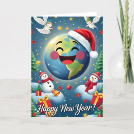 Agradecimento Feliz Ano Novo Planeta! Cartão de Boas Festas