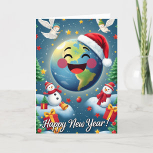 Agradecimento Feliz Ano Novo Planeta! Cartão de Boas Festas