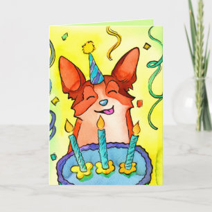 Agradecimento Feliz Barkday! Cartão de aniversário Corgi
