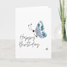 Agradecimento Feliz Borboleta de Aniversário - Solteiro - Cartão