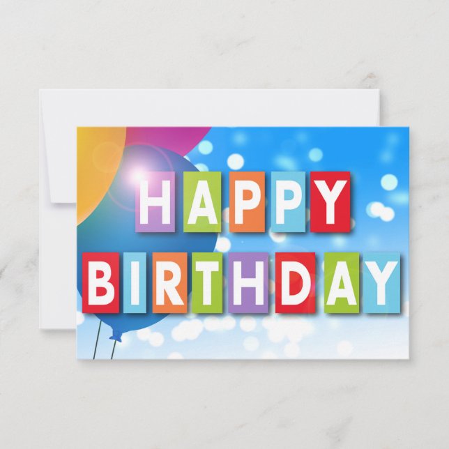 Agradecimento Feliz Cartão Balão de Aniversário (Frente)