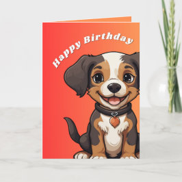 Agradecimento Feliz Cartão de Aniversário com Gráfico de Cão