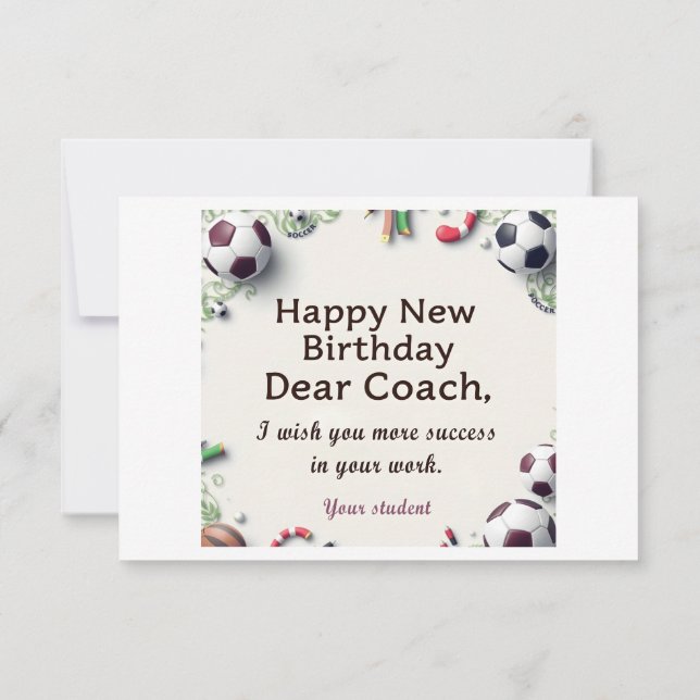 Agradecimento Feliz Cartão De Aniversário Para Treinador (Verso)