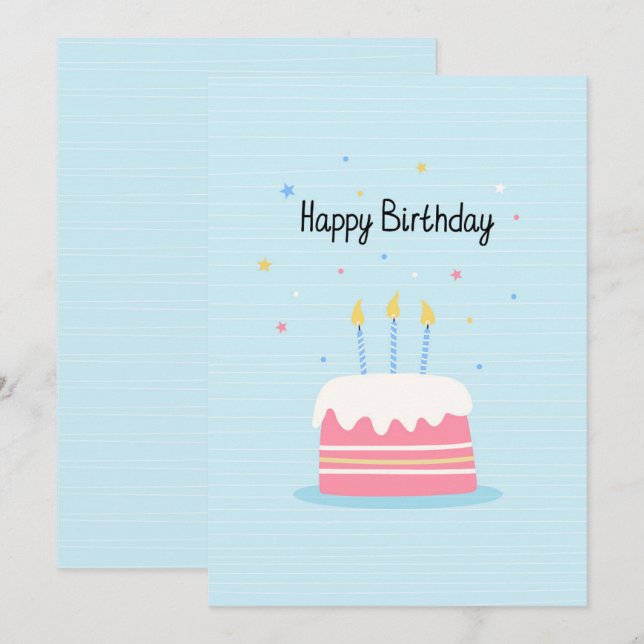 Agradecimento Feliz Cartão de Bolo de Aniversário (Frente/Verso)