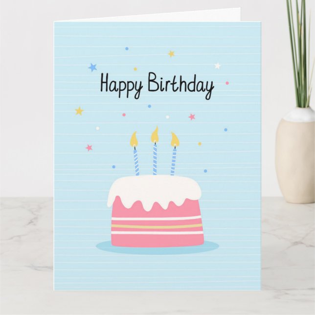 Agradecimento Feliz Cartão de Bolo de Aniversário (Frente)