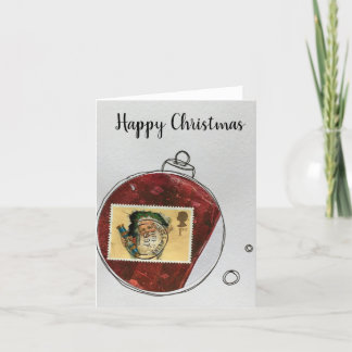 Agradecimento Feliz Cartão de Natal - ornamento desenhado à mão 