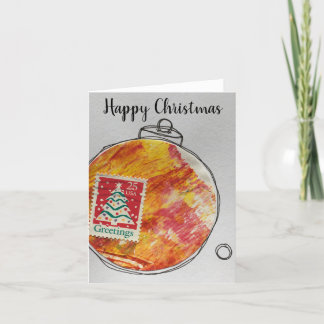 Agradecimento Feliz Cartão de Natal - ornamento desenhado à mão 