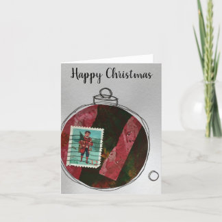 Agradecimento Feliz Cartão de Natal - ornamento desenhado à mão 