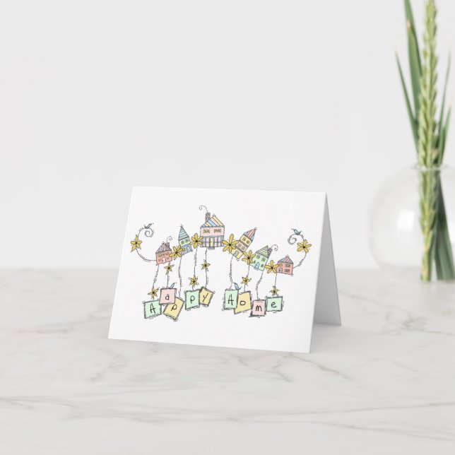 Agradecimento Feliz lar Doodles, Cartão de lar (Frente)