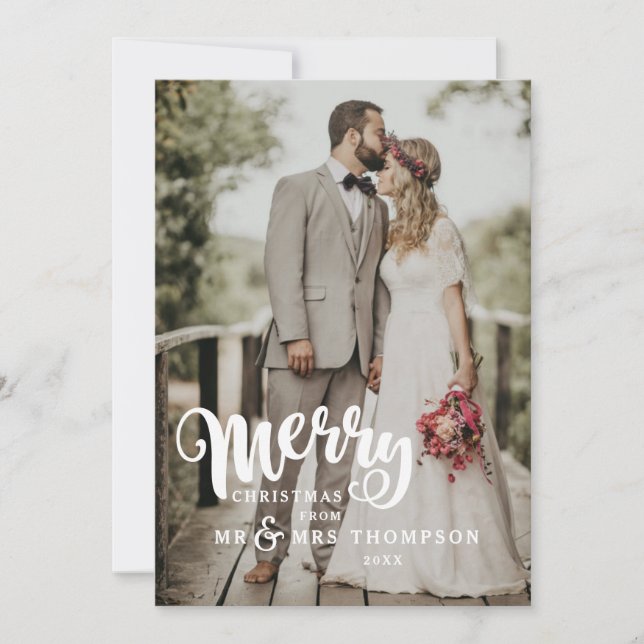 Agradecimento Feliz Natal | Cartão de Natal de Foto de Casamento (Frente)